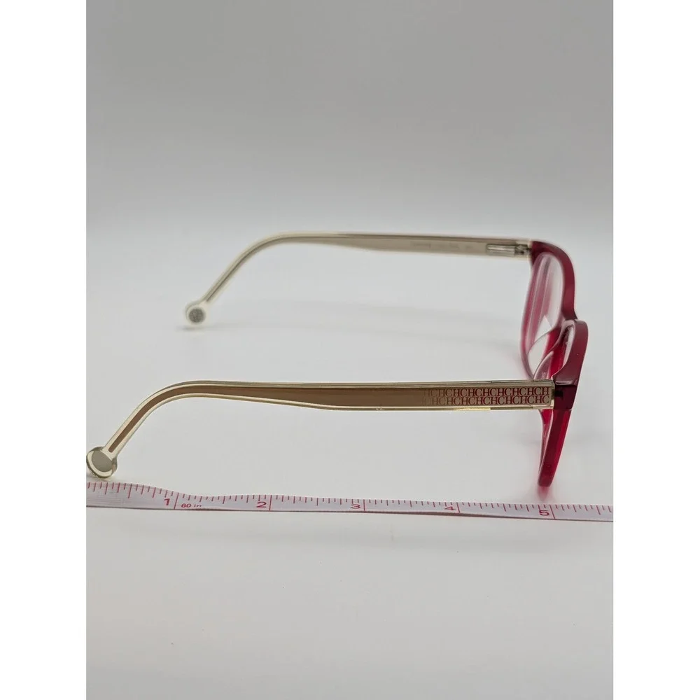 Carolina Herrera VHE676K Eyeglass Frames Red Gold CH Logo 54mm Designer Eyewear